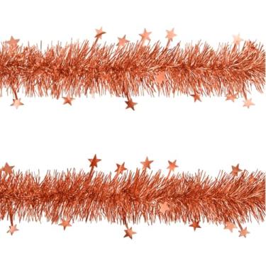 Imagem de Kit Festão Decorativo Natalino Rose Gold Metalizado 2 Peças Decoração Natalina Festas e Eventos 2 metros