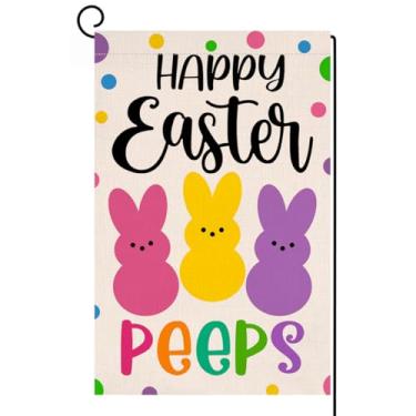 Imagem de BLKWHT Feliz coelhinho da páscoa bandeira de jardim 30,5 x 45,7 cm vertical dupla face coelho espiões bem-vindo primavera fazenda férias decorações externas bandeira de jardim de serapilheira BW854