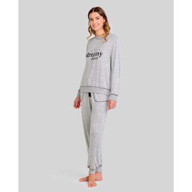 Imagem de Pijama Mescla Bordado - Lohe, Cinza, M