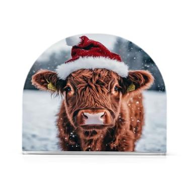 Imagem de Qilmy Porta-guardanapos de vaca Highland de Natal para mesas - Porta-guardanapos para cozinha, porta-guardanapos de mesa, porta-guardanapos de coquetel, porta-guardanapos de papel113