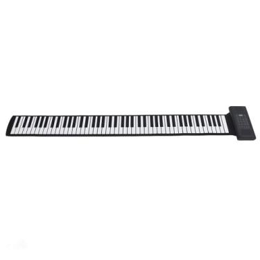 Imagem de Jopwkuin Tela LED Dobrável Com 88 Teclas Piano de Enrolar para Entusiastas de Música Portátil Teclado de Piano de Silicone Preto e Branco