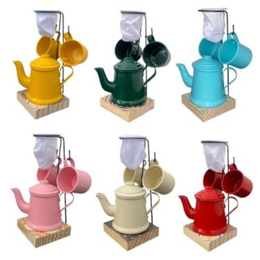 Imagem de Mini Coador Café Gourmet Individual Bule + 2 Canecas 90ml (Laranja)