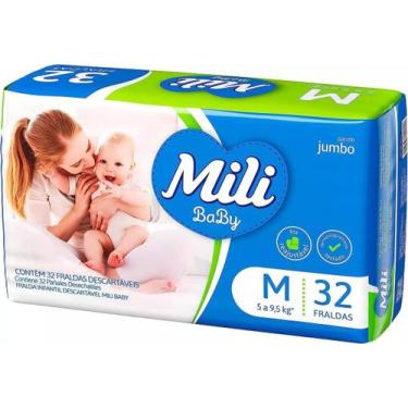Imagem de Fralda Mili Baby Jumbo Tamanho M Ate 9,5kg 32un - Mili