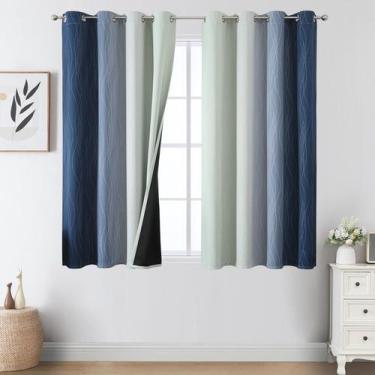 Imagem de Cortinas Blackout Estelar Textiler Verde Sálvia/Azul Marinho 115x115cm