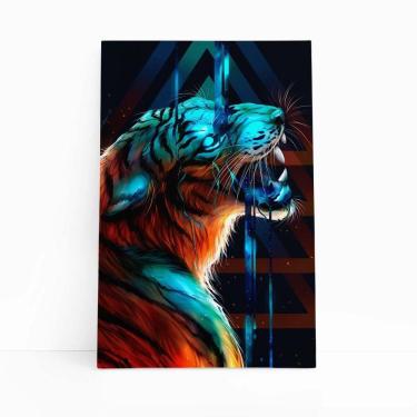 Imagem de Tigre Azul Desenho Animais Decorativo Quadro Canvas 60X40Cm