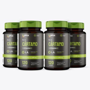 Imagem de Kit 4x - Óleo de Cártamo c/Vitamina E (1 g) - 120 cápsulas - Omix-Unissex