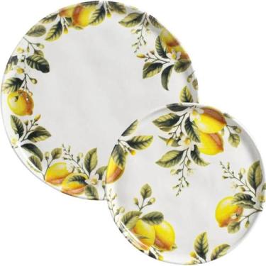 Imagem de Conjunto 8 Pratos Limonata em Cerâmica Porto Brasil Orgânico Rasos Sob