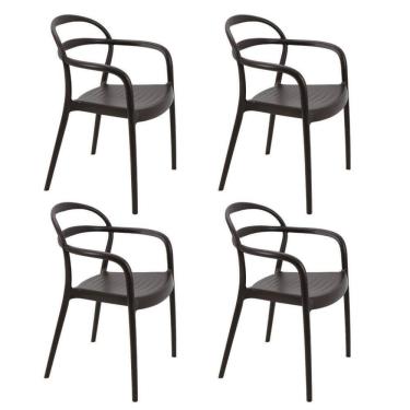 Imagem de Kit 4 Cadeiras Tramontina Sissi Em Polipropileno E Fibra De Vidro Com Braços Marrom 92045109