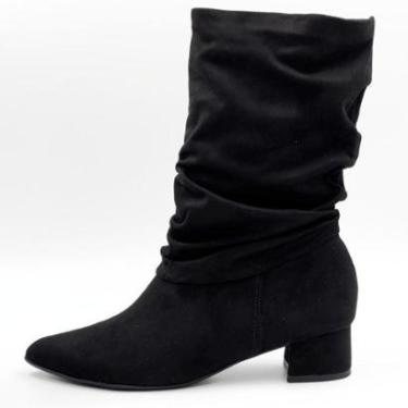Imagem de Bota Piccadilly em Camurça Cano Médio Salto Bloco Feminina-Feminino