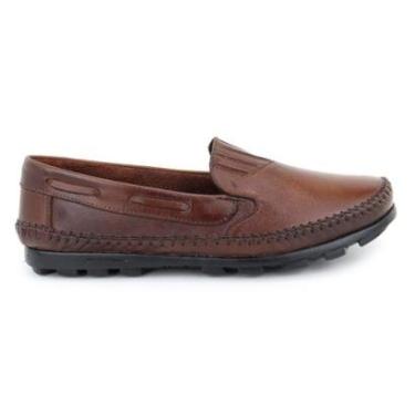 Imagem de Sapatilha Mocassim Masculina Ortopédico Confort Couro Marrom-Masculino