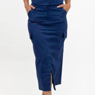 Imagem de Saia Alpelo Midi Cargo Feminina, 36, Navy