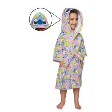 Imagem de Roupão Infantil Lepper Atoalhado Lilo Stitch com capuz, 10 a 12 anos