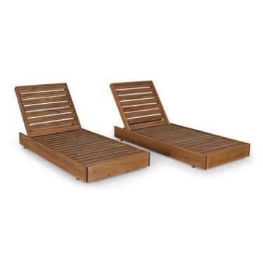 Imagem de Conjunto 2 Espreguiçadeiras Versatti Rustic Yescasa Marrom/Nogueira