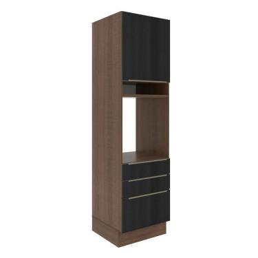 Imagem de Torre Quente Madesa Lux 60 cm 1 Porta 3 Gavetas - Rustic/Preto