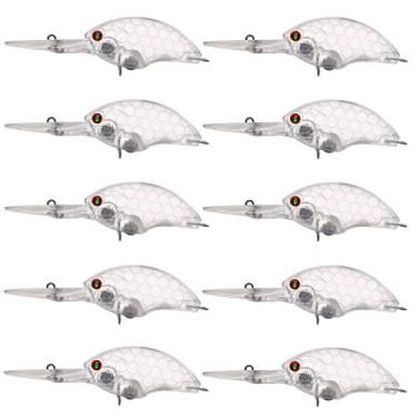 Imagem de FREE FISHER Iscas de pesca sem pintura, 20 peças de corpos de crankbait transparentes, iscas quadradas sortidas de plástico rígido, iscas de isca em branco 90 mm/10 g