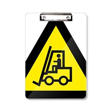 Imagem de Símbolo de aviso amarelo preto empilhadeiras triângulo prancheta pasta escrita placa de suporte A4