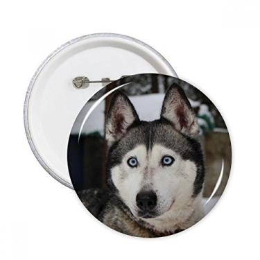 Imagem de Cão Animal Snow Husky Fotografia Pinos Redondos Emblema Decoração de Roupas 5 peças Presente