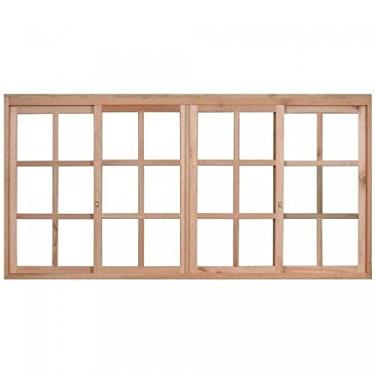 Imagem de Janela com 2 Caixilhos Fixos e 2 Caixilhos de Correr para Vidros Quadriculados sem Veneziana Rondosul Natural