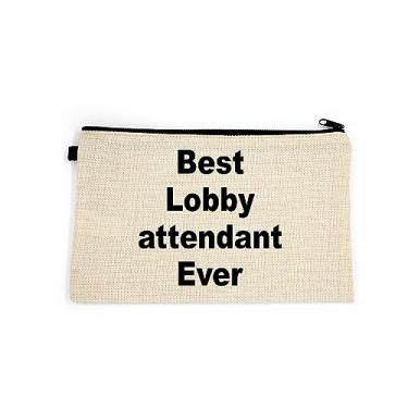 Imagem de Bolsa de maquiagem de assistente de lobby, presente para atendente de lobby, melhor atendente de todos os tempos, bolsa de higiene pessoal, para ela, bolsa de maquiagem para mulheres, bolsa de , Branco