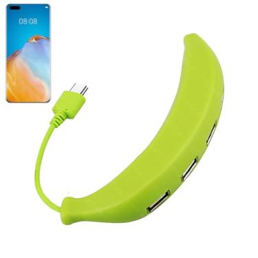 Imagem de Hub USB para laptop - Adaptador USB 2.0 Multiporta Hub Splitter 4 portas | Transferência de dados mais rápida, divisor USB em formato de banana, adaptador tipo C para PC, laptop, drive