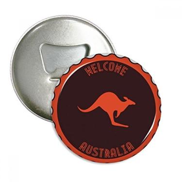 Imagem de Abridor de garrafa redondo com silhueta de canguru, sabor australiano, pinos magnéticos, emblema, 3 peças