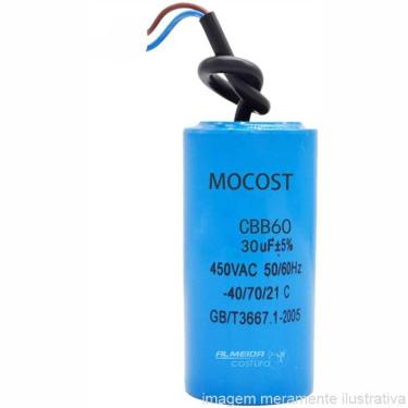 Imagem de Capacitor Para Máquina De Costura Redondo Cbb60 30Uf 450V 50Hz 5% Com Fio