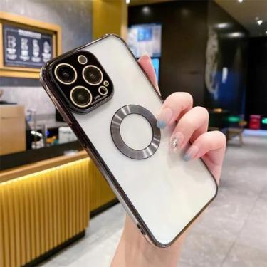 Imagem de Capa com padrão de CD revestido de moda para iPhone 15 14 Pro Max 13 12 11 Pro Capa macia transparente com furo para iPhone 13 12 Pro Max, preta, para iPhone 11