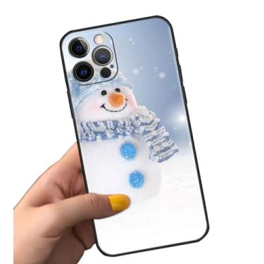 Imagem de AMAZFCCY Linda capa de Natal para iPhone 15 Pro de 6,1 polegadas, Kawai Cartoon Xmas boneco de neve presente adorável TPU macio silicone divertido flexível capa de proteção para câmera para Apple