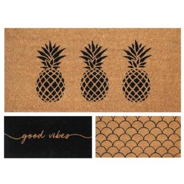 Imagem de Tapete Capacho de Porta Fibra de Coco Antiderrapante Entrada Decorativo (Abacaxi)