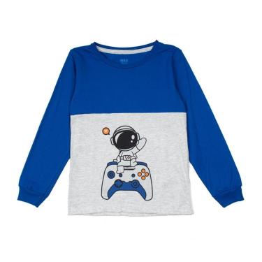 Imagem de Camiseta Infantil Pitiska Manga Longa Astronauta Azul/cinza-Masculino
