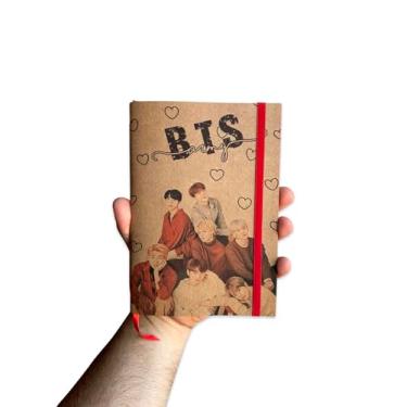 Imagem de Sketchbook Caderno BTS Jeon Jung-kook V Jimin Suga RM Jin J-Hope com Elástico e Marca Página Aquarela (Reciclado Pautado 120 Páginas, G (14x20cm))