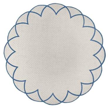 Imagem de Jogo Americano Palha Natural 40cm C/ Bordado Azul  - Decortextil