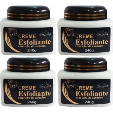 Imagem de Kit 4 Creme Esfoliante Com Sebo de Carneiro 240g Para Pés Mãos Corpo -