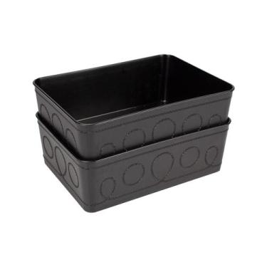Imagem de Kit 2 Cesto Multiuso Decorativo Preto 19x13,5x6,5Cm - 123 Organizei