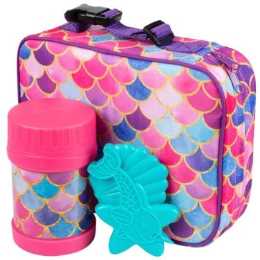 Imagem de Bentology Kit de lancheira com garrafa térmica reutilizável combinando e pacote de gelo para freezer rígido - Lancheira térmica infantil com alça de clipe - fácil de limpar e resistente à água - Mini