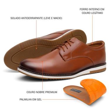 Imagem de Sapato Social Oxford Couro Legítimo Sport Fino Casamento Noivo Festa -