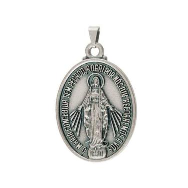 Imagem de Medalha de Nossa Senhora das Graças Prata Velha Extra Grande - Aramon
