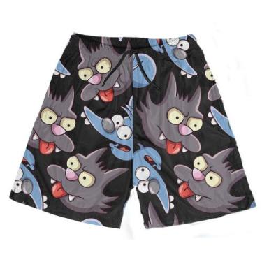 Imagem de Short Praia Shorts Banho Bermuda Verão Gato Cartoon Sapeca 51 - SMOKE,