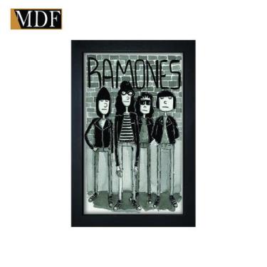 Imagem de Quadro Decorativo Moldura Pintada Gel Ramones 30x20 Mdf Adesivado - AT
