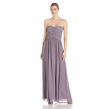 Imagem de Donna Morgan Vestido feminino Audrey longo sem alças de chiffon, Borda cinza, 36