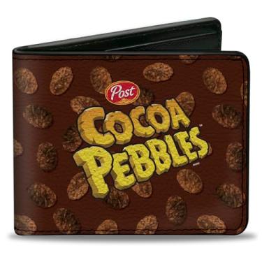 Imagem de Carteira Flintstones, dobrável, logotipo pós-cacau seixos centralizados e marrom disperso de cereais, couro vegano, Marrom, 4.0" x 3.5", Casual