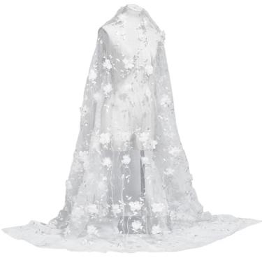 Imagem de NBEADS Tecido floral bordado de 2,2 m, 150 a 163 cm de largura, flor de organza 3D, tecido bordado de malha floral para costura, faça você mesmo, roupas personalizadas, vestido de festa, decoração de