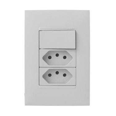 Imagem de Cj Simples + Tomada Dupla 10A 4X2 - Pial Plus + Cinza
