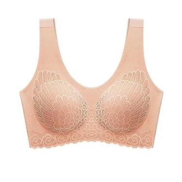 Imagem de Sutiã Top Diva Conforto Sem Costura Push Up Bojo Removível Bege Tamanh