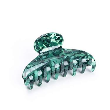 Imagem de Prettyou Tamanho Grande 8,89 cm Celluloid feito à mão Design francês Barrettes tartaruga Claw Acessórios de moda prendedor de cabelo para mulheres (floresta)