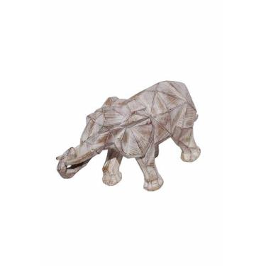 Imagem de Estatua Decorativa Escultura Elefante Geométrico em Resina Branco - BT