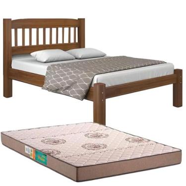 Imagem de Cama Casal em Madeira Maciça com colchão D33 Espuma - Digo.Casa