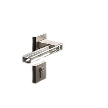 Imagem de Puxador de porta de uso interno, maçanetas de porta de cristal, maçaneta de porta silenciosa interna com chave para quarto, banheiro, estudo, escritório, vestiário, entrada, maçaneta, 55 mm/conjunto