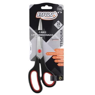 Imagem de Tesoura de aço inox 21cm cabo emborrachado blister com 1 unidade - brw