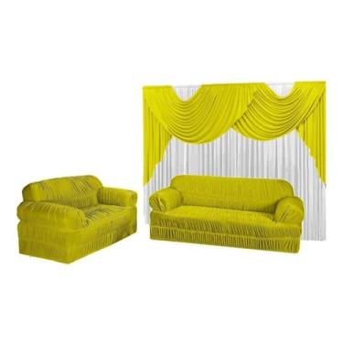 Imagem de Kit Conforto Cortina 3,00x2,80 + Capa de Sofá 2 e 3 lugares - M.A Enxo